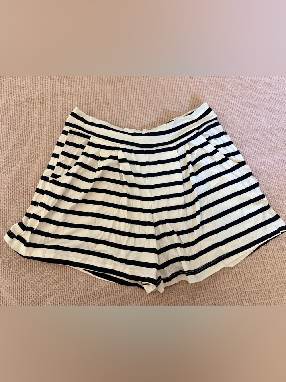 Ava Sky/Fighting Eel Black and White Striped Women’s Shorts